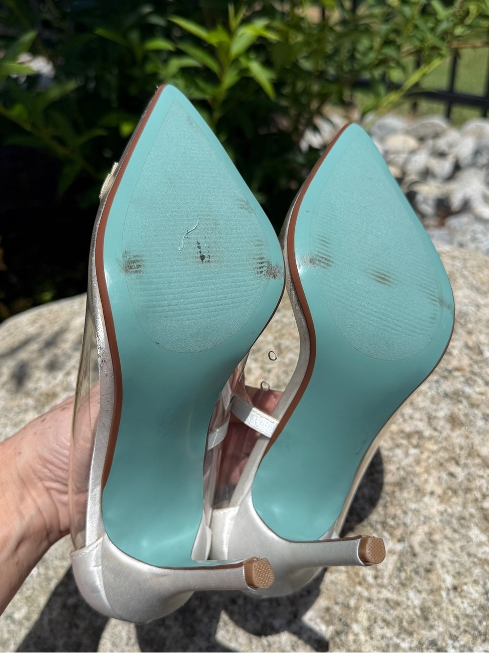 Betsey Johnson I Do Heels Clear PVC Bridal Pumps Wedding Bachelorette Bride 7.5 - Picture 8 of 11